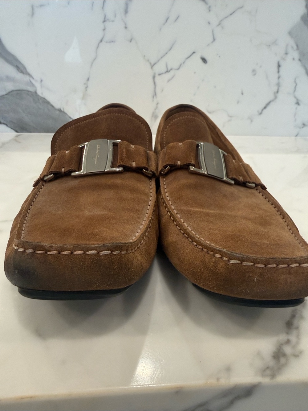 Salvatore Ferragamo Brown Suede Bit Loafers